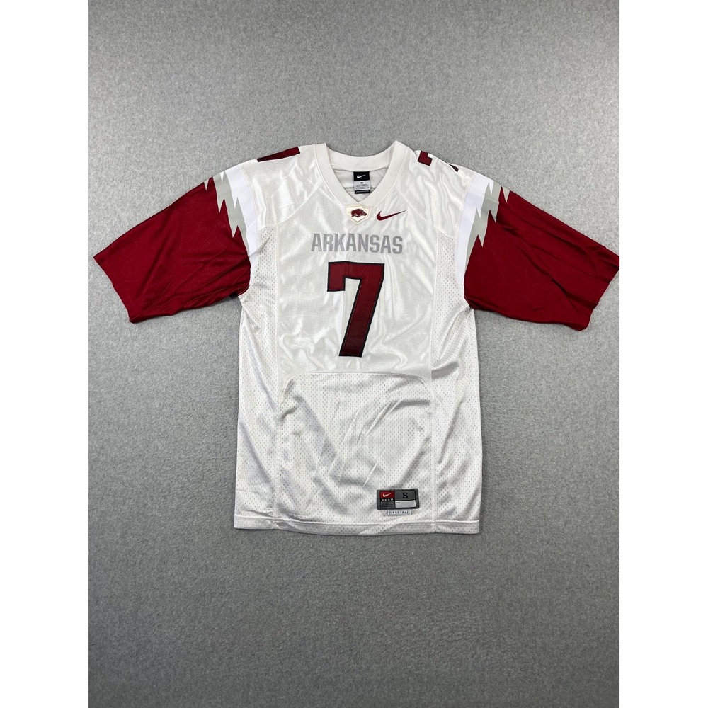 University Of Arkansas Razorbacks Football Jersey Mens S White Nike  Length +2